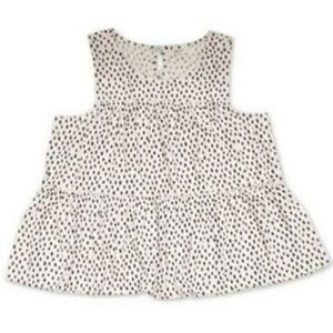 Style & Co Tunic Sleeveless Polka Dot Top Natural White M NWT